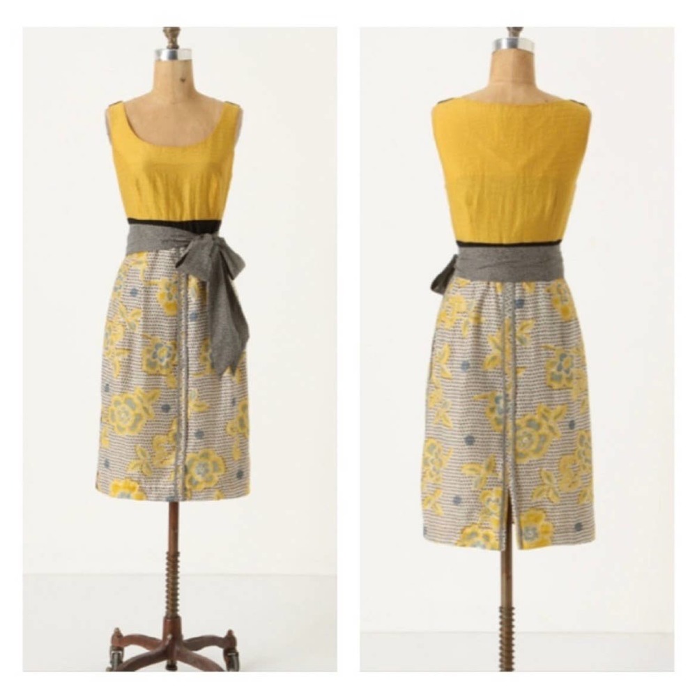 Yellow Floral Belted Mini Dress